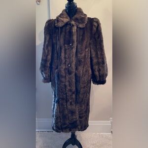 Vintage Sears Tissavel Brown Teddy Faux Fur Coat Size Petite 8